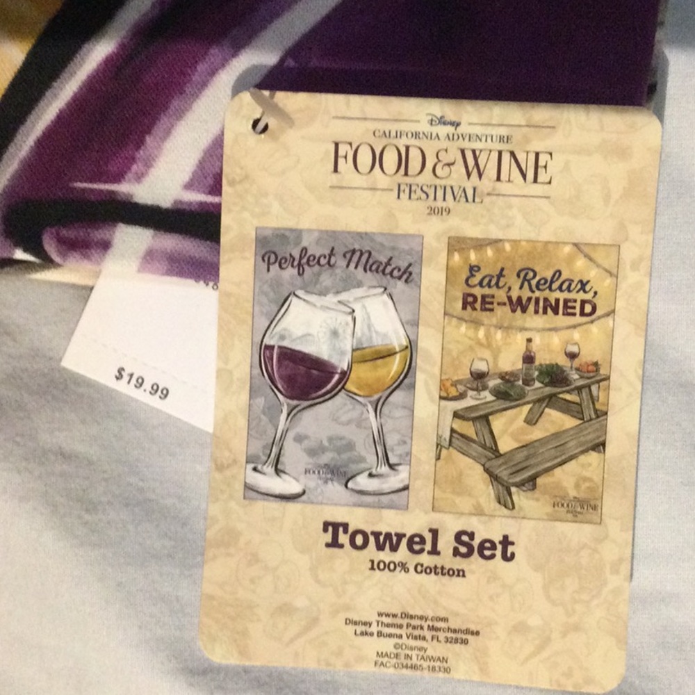 NWT 2019 Disney California Adventure Food & Wine Festival Towel Set